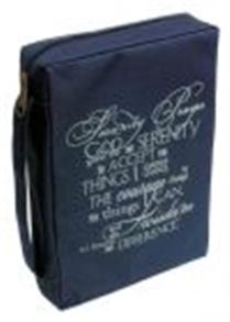 Bible Cover Screened Polyester Navy (Large or Medium) - 