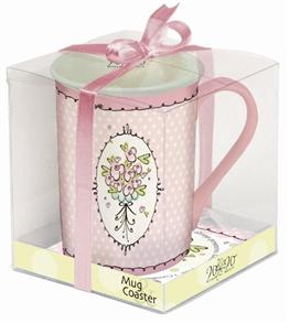 Mug Ceramic 300ml With Coaster - Woman Of Worth: Pink - 