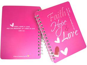 A6 Notebook - Faith, Hope & Love (Pink) - 