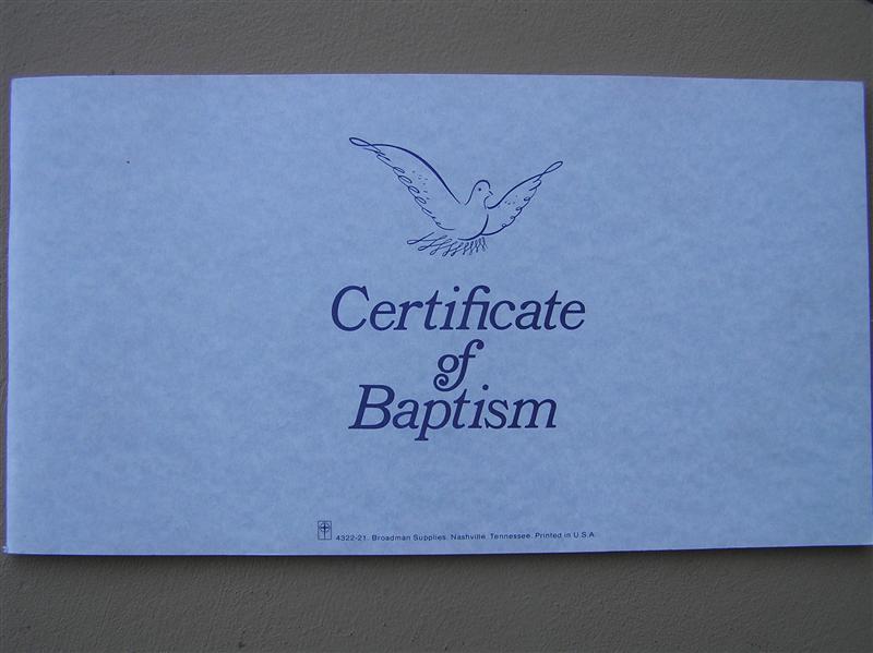 Certificate of Baptism Book at Christian Resource Centre